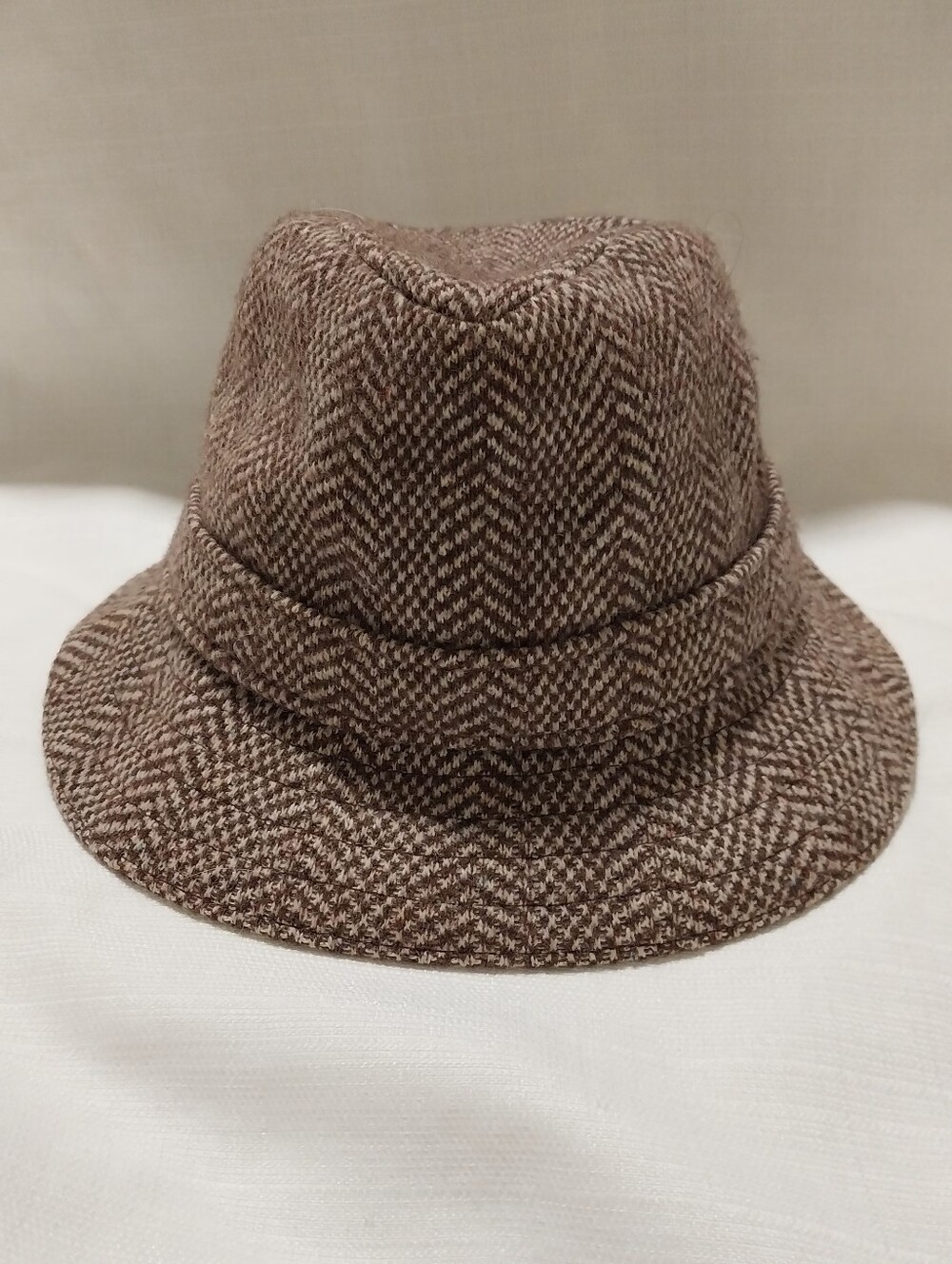 Kangol Heritage Collection Gaffer Tribly Brown & Tan Wool Herringbone Fedora Hat